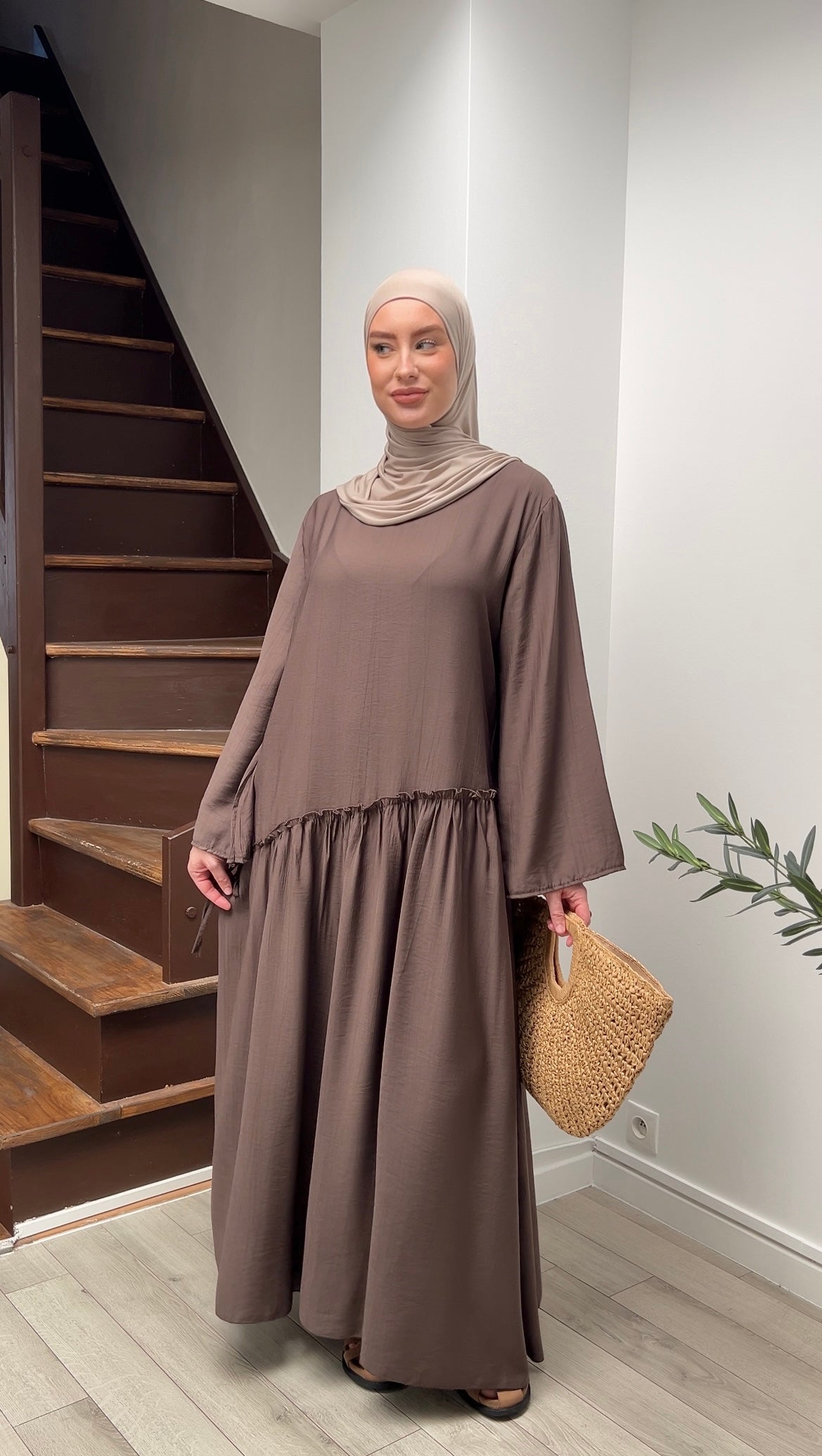 Abaya Solène taupe foncé