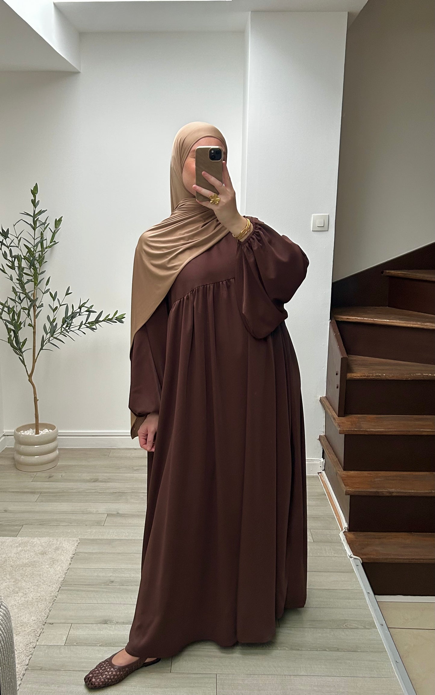 Abaya manches bouffantes soie de Médine