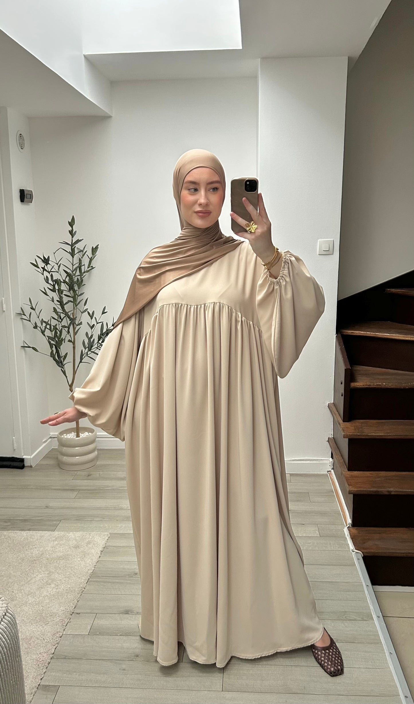 Abaya manches bouffantes soie de Médine