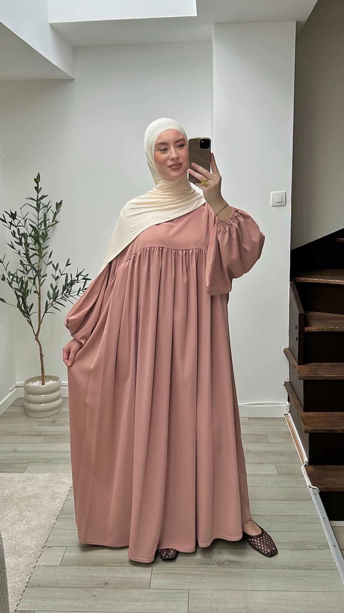 Abaya manches bouffantes soie de Médine