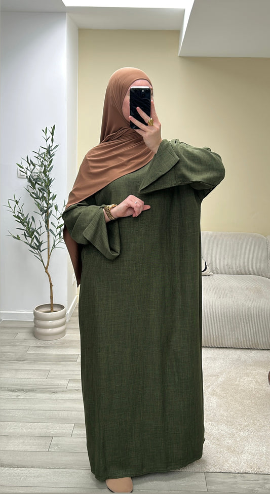 Abaya coupe droite effet lin
