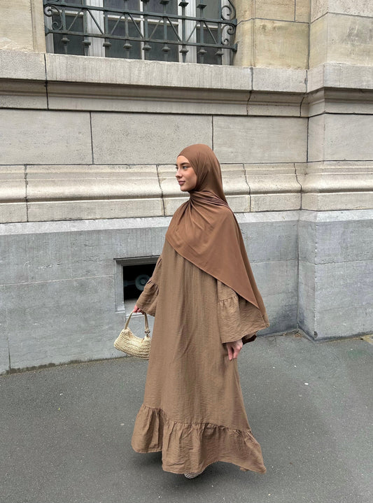 Abaya Flowy Linen pécan